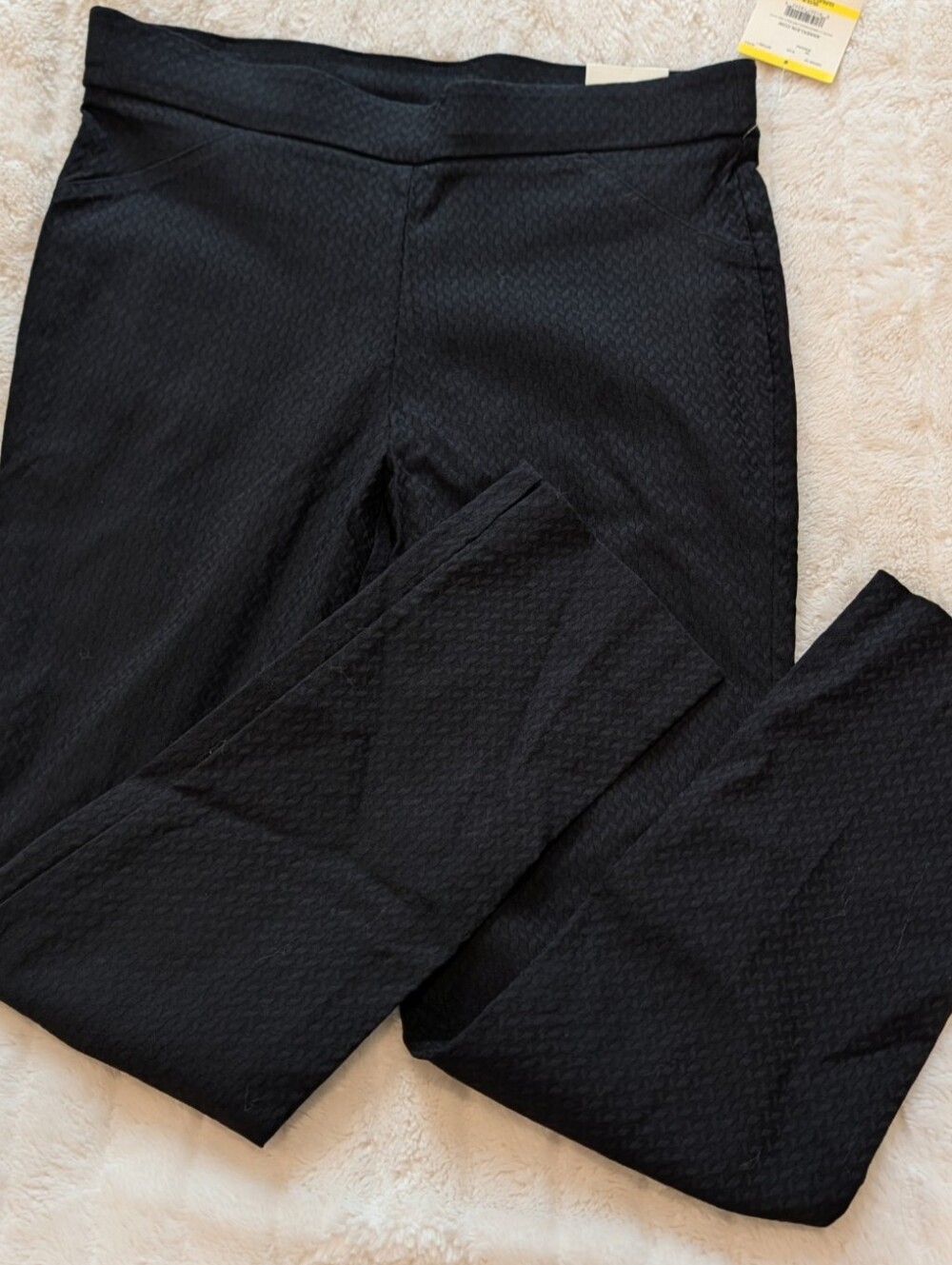 NWT Anne Klein Black Textured Women's Pull-On Pants